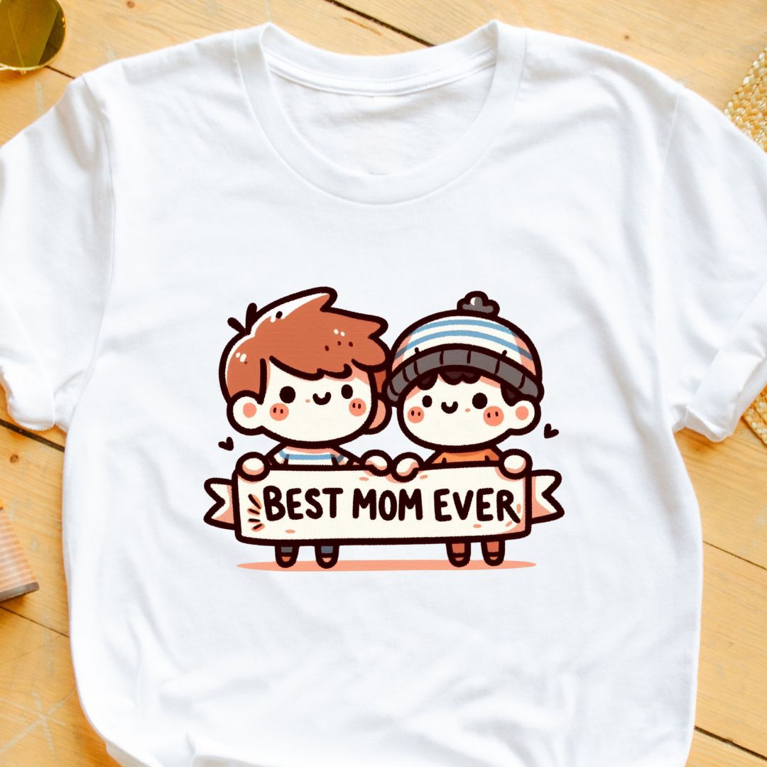 Best Mom Ever T-Shirt with Two Boys Graphic – Perfect for Moms of Boys