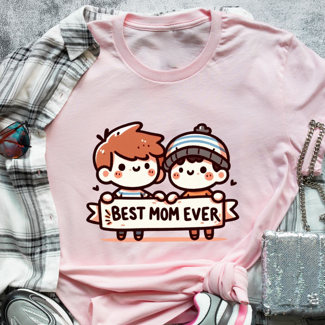 Best Mom Ever T-Shirt with Two Boys Graphic – Perfect for Moms of Boys