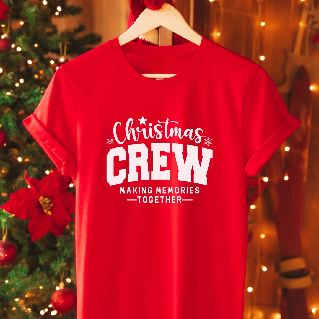 "Christmas Crew" T-Shirt – Matching Red Tees for Friends & Family Making Memories | Unisex Fit