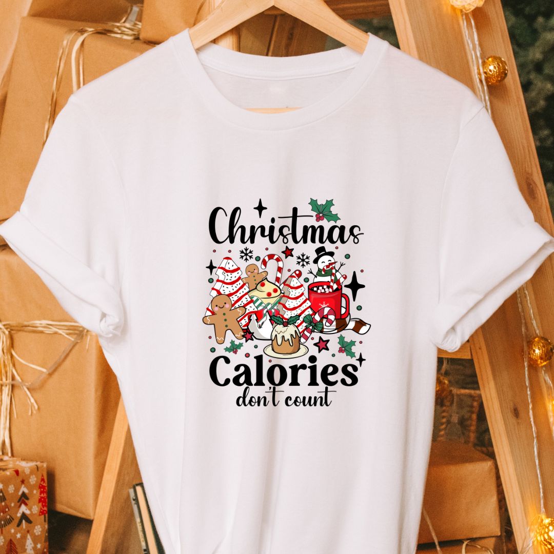 "Christmas Calories Don’t Count" T-Shirt – Funny Festive Tee for Food Lovers | Unisex Fit