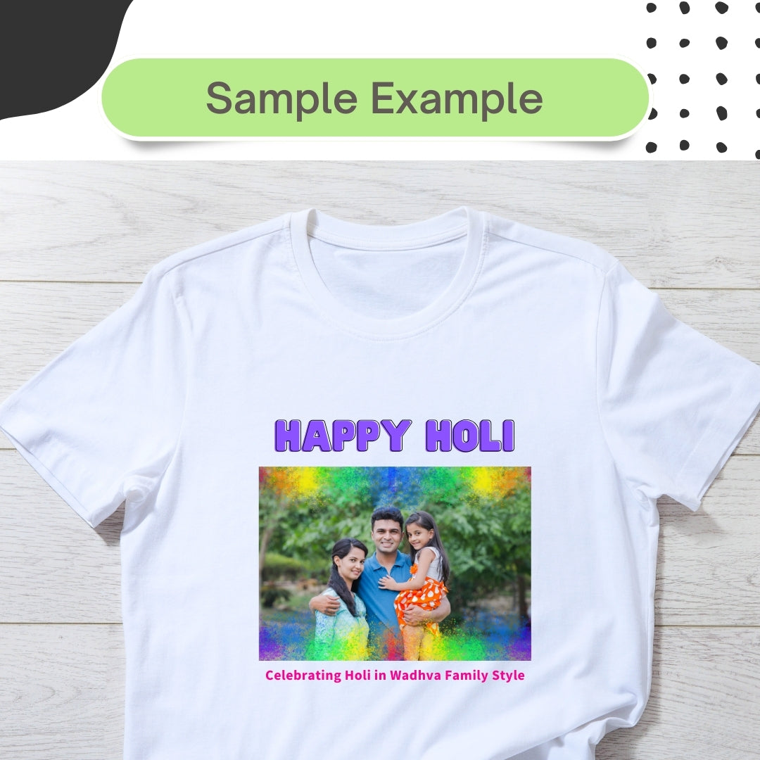 Custom T-shirt for Holi, Holi Custom Photo T-shirt