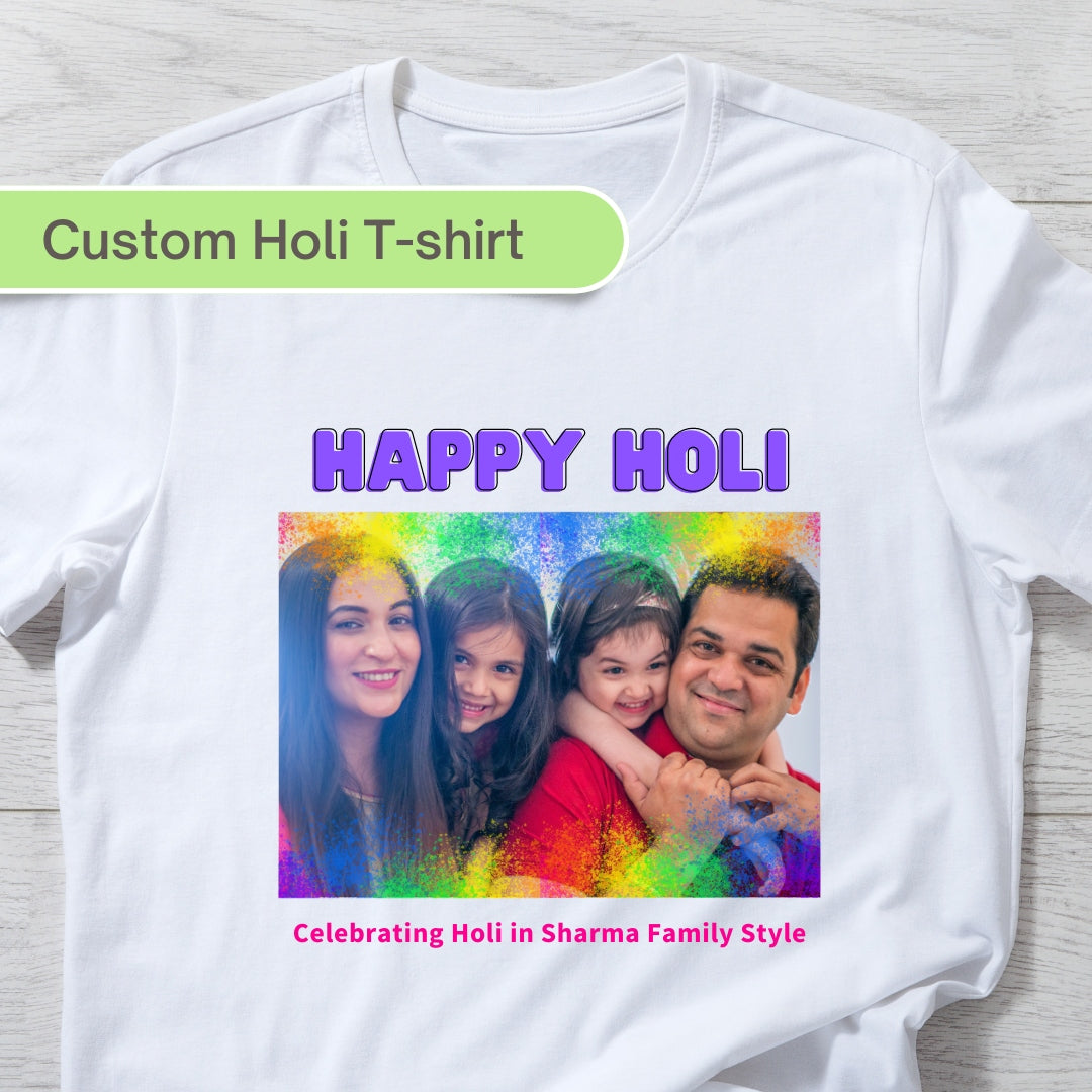 Custom T-shirt for Holi, Holi Custom Photo T-shirt