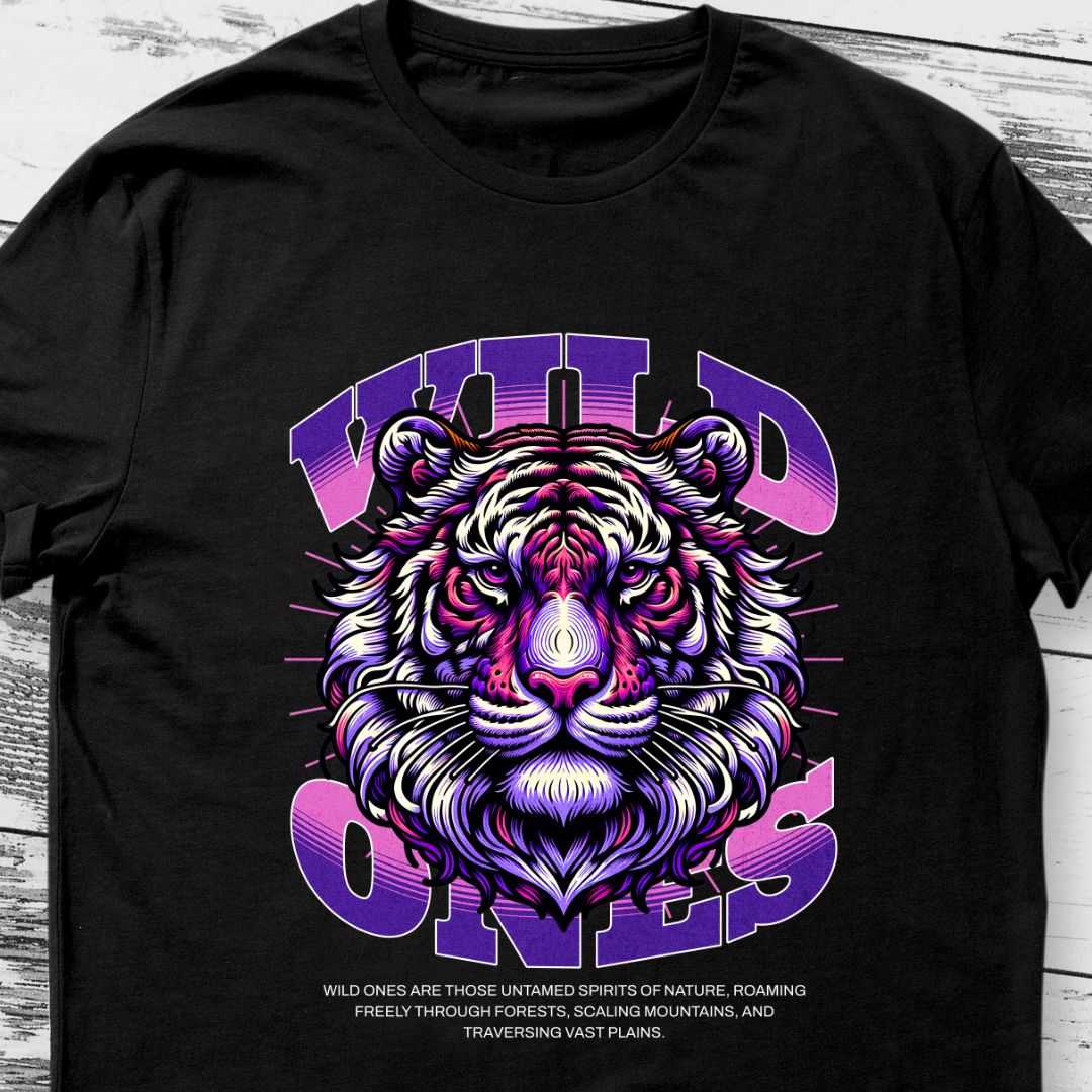 Wild Ones T-Shirt - Fierce Tiger Face Design