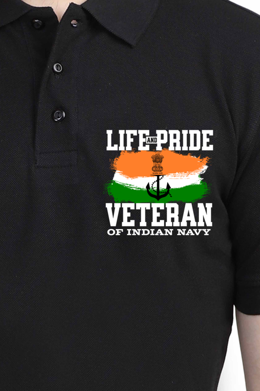 Life and Pride Veteran Indian Navy Polo T-shirt