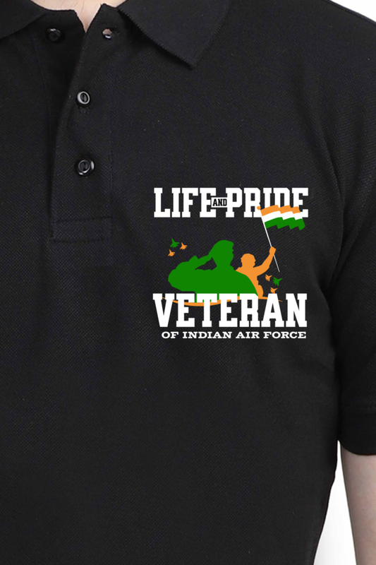 Life and Pride Veteran Indian Air Force Polo T-shirt